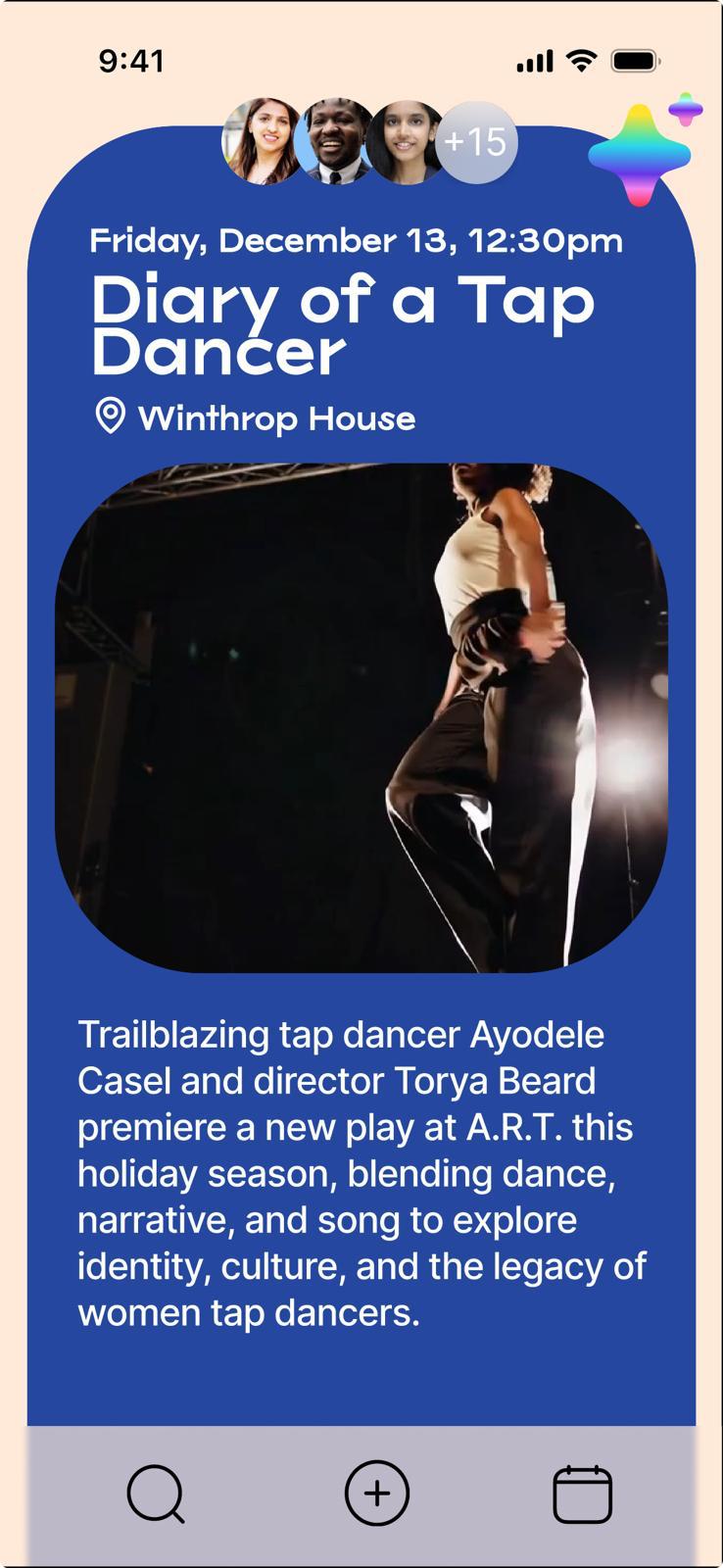 Remy Social Calendar event card for a performance at Winthrop House