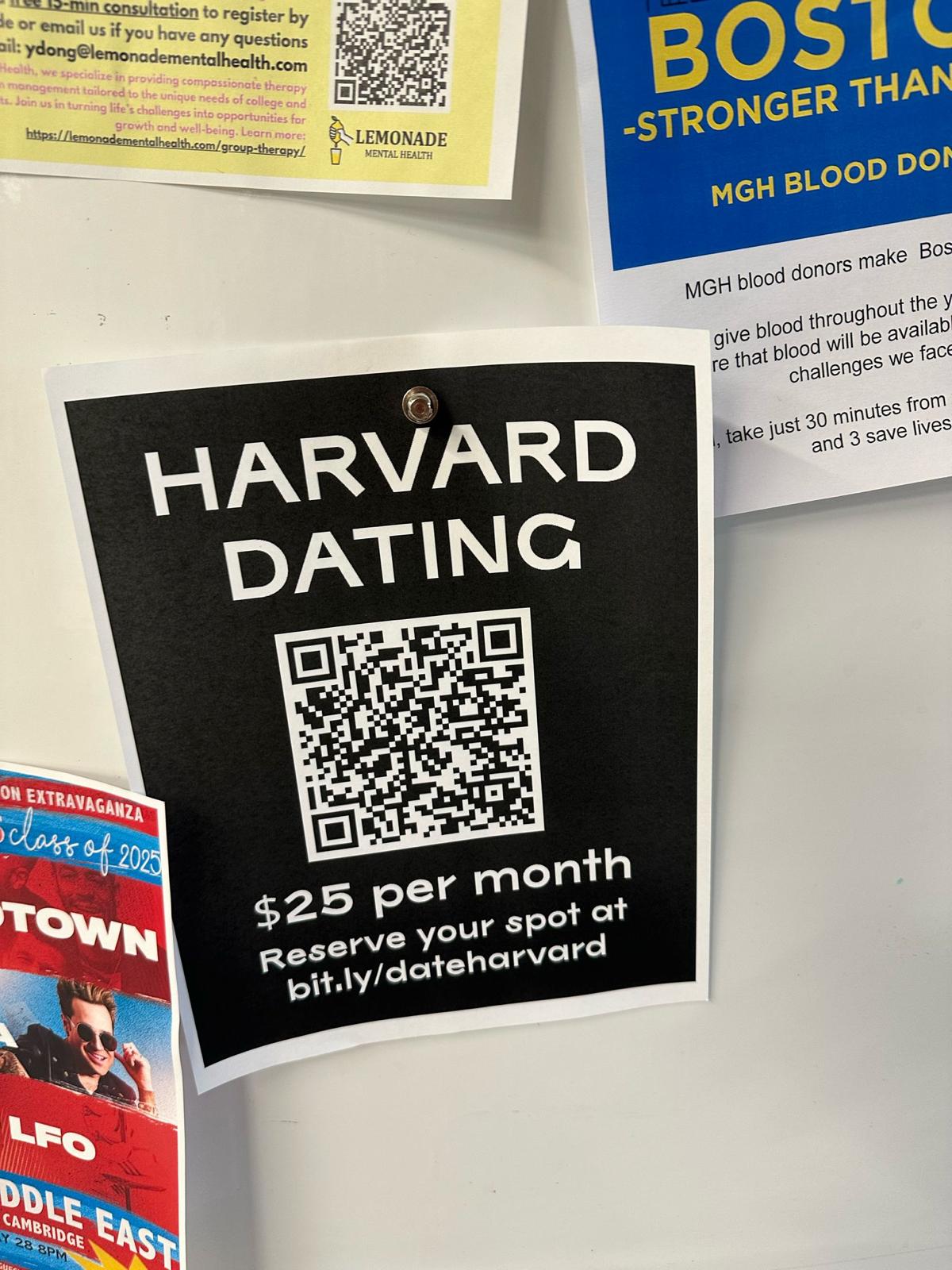 Campus dating flyer showing a price point