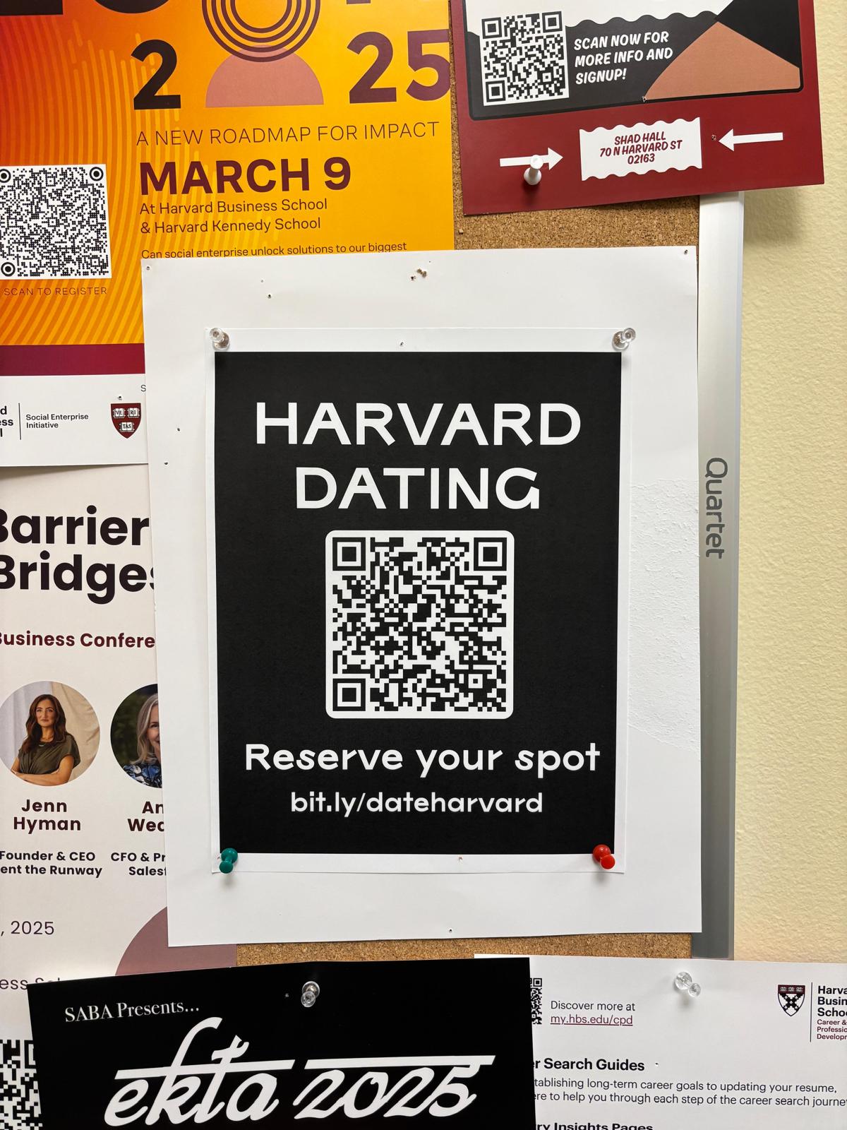 Campus flyer on a Harvard notice board