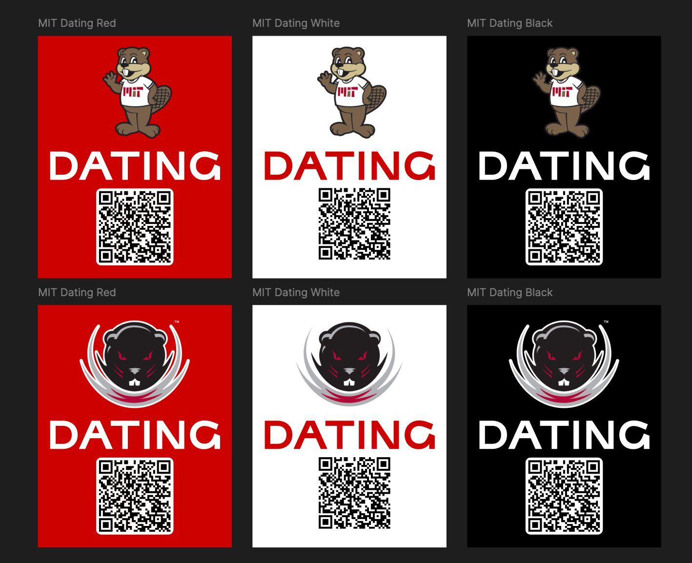 Campus Dating flyer variants produced for the MIT launch